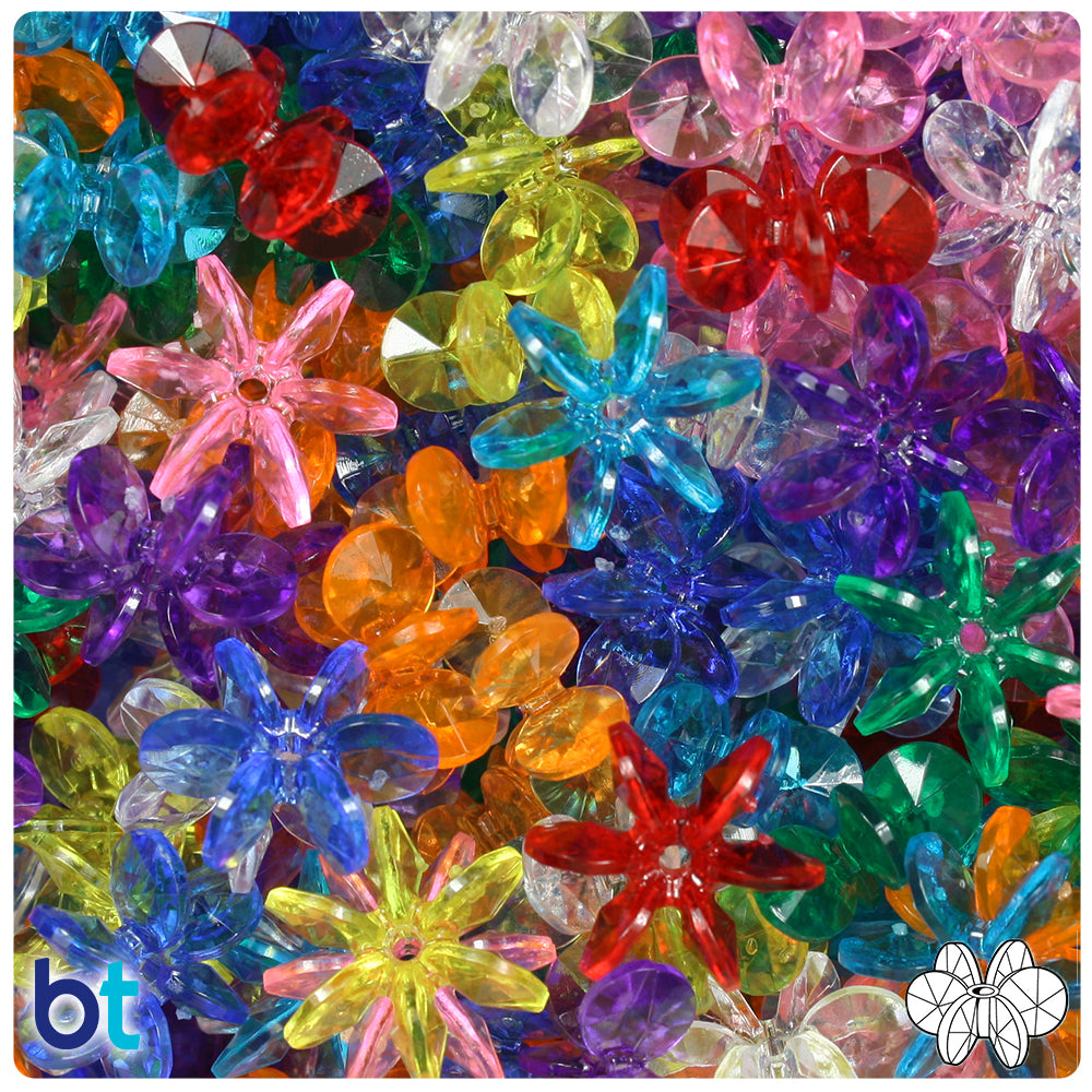 Wholesale Case 18mm SunBurst Plastic Beads - Transparent