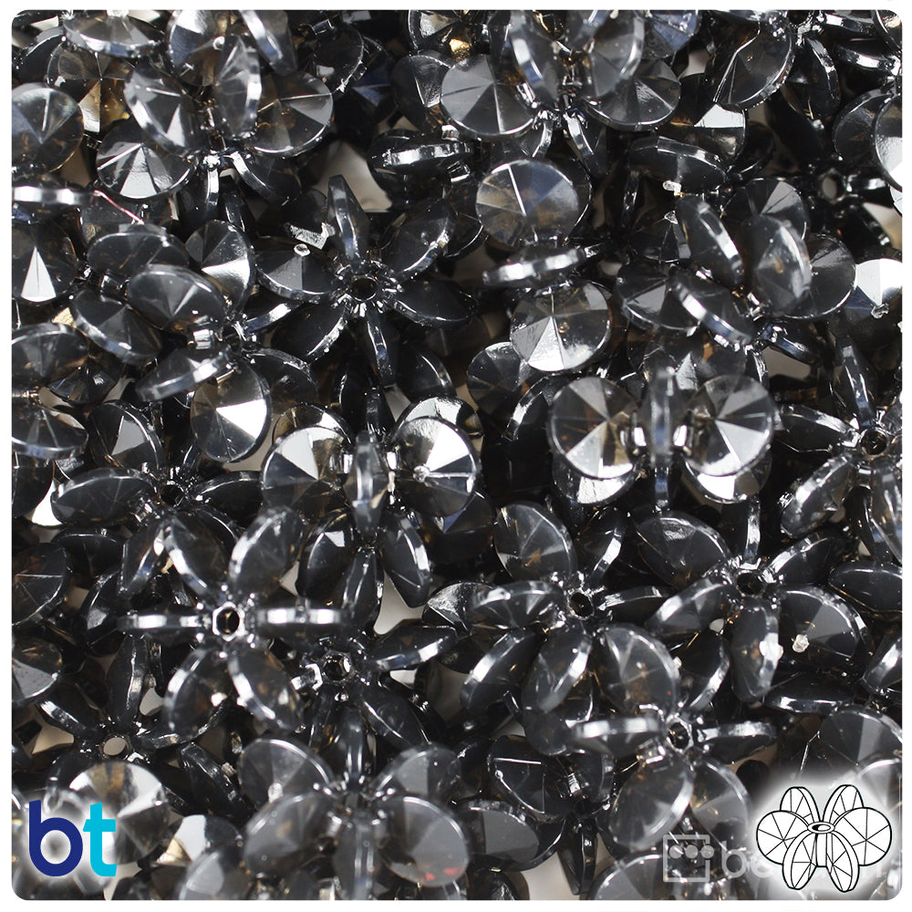 Jet Transparent 18mm SunBurst Plastic Beads (135pcs)