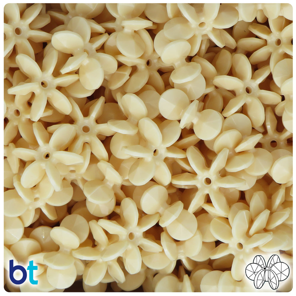 Ivory Opaque 18mm SunBurst Plastic Beads (135pcs)