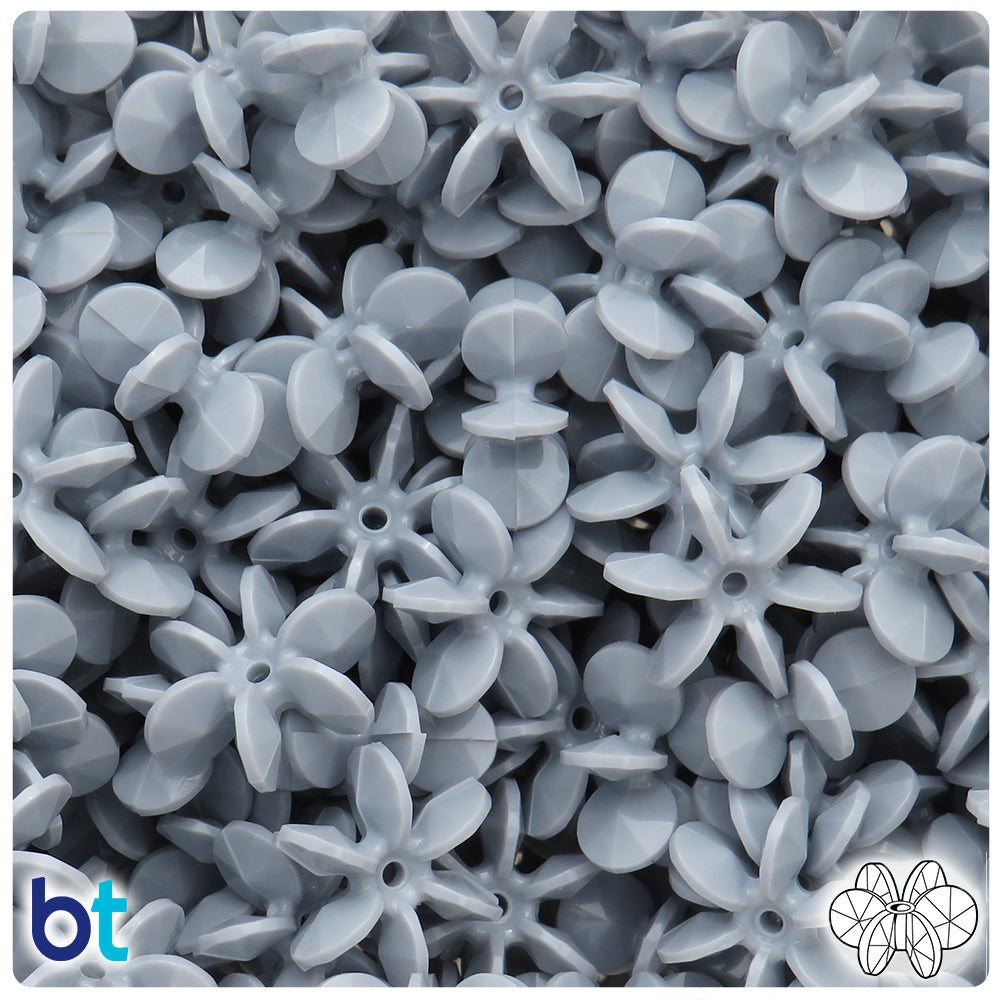 Grey Opaque 18mm SunBurst Plastic Beads (135pcs)