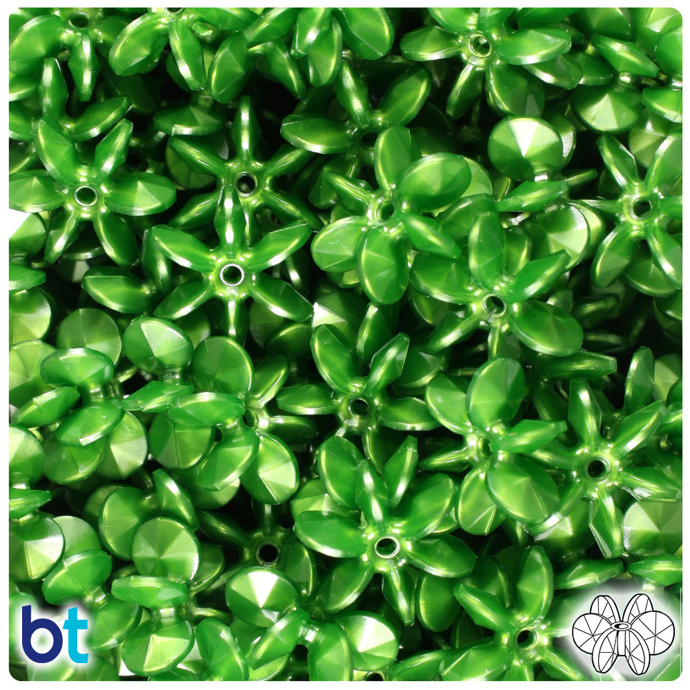 Dark Green Pearl 18mm SunBurst Plastic Beads (135pcs)