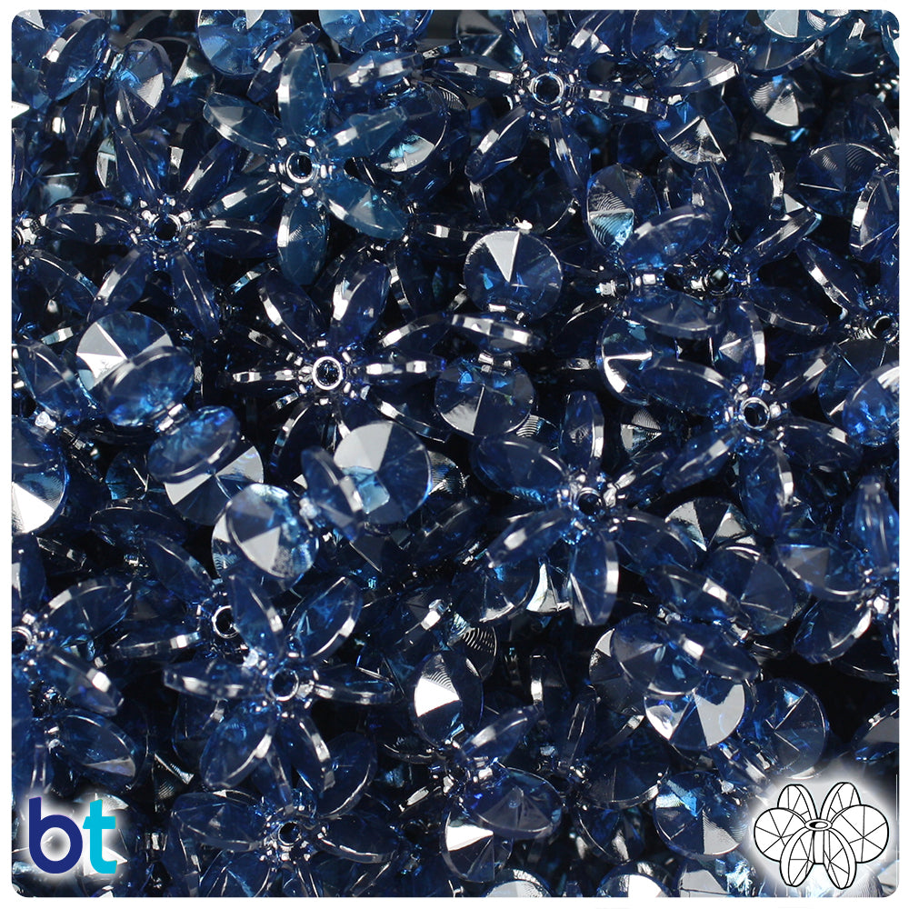 Montana Blue Transparent 18mm SunBurst Plastic Beads (135pcs)