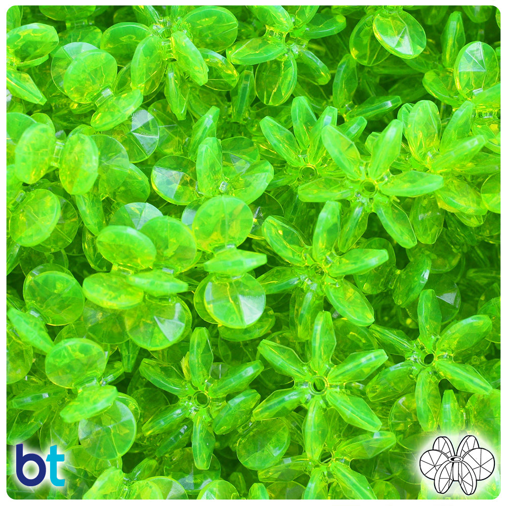 Lime Roe Transparent 18mm SunBurst Plastic Beads (135pcs)