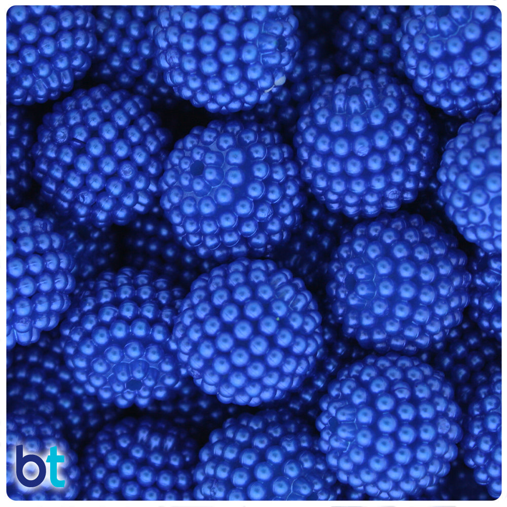Dark Blue Pearl 20mm Berry Plastic Beads (10pcs)