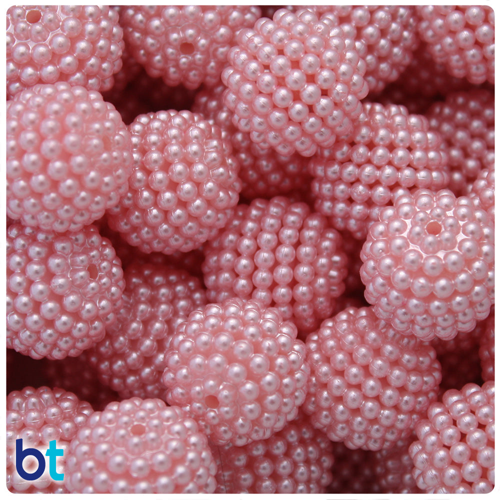 Light Pink Pearl 20mm Berry Plastic Beads (10pcs)
