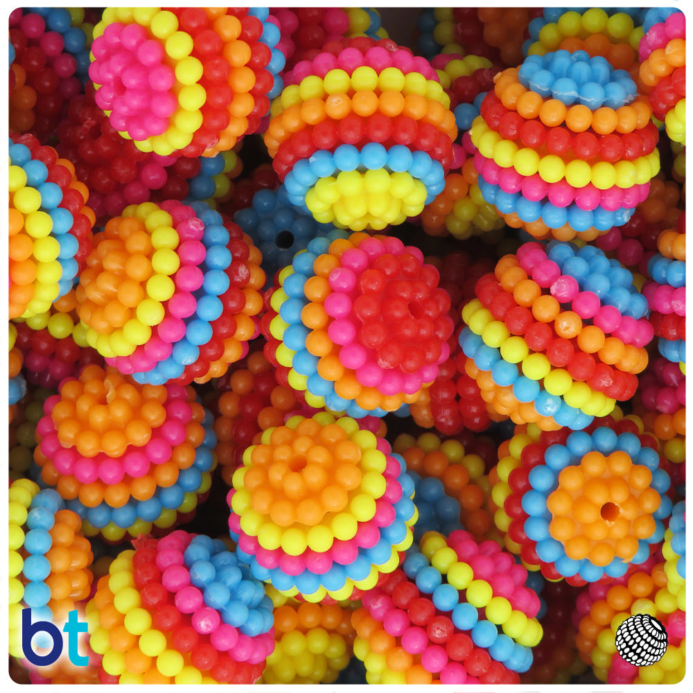 Rainbow Opaque 20mm Berry Plastic Beads (10pcs)