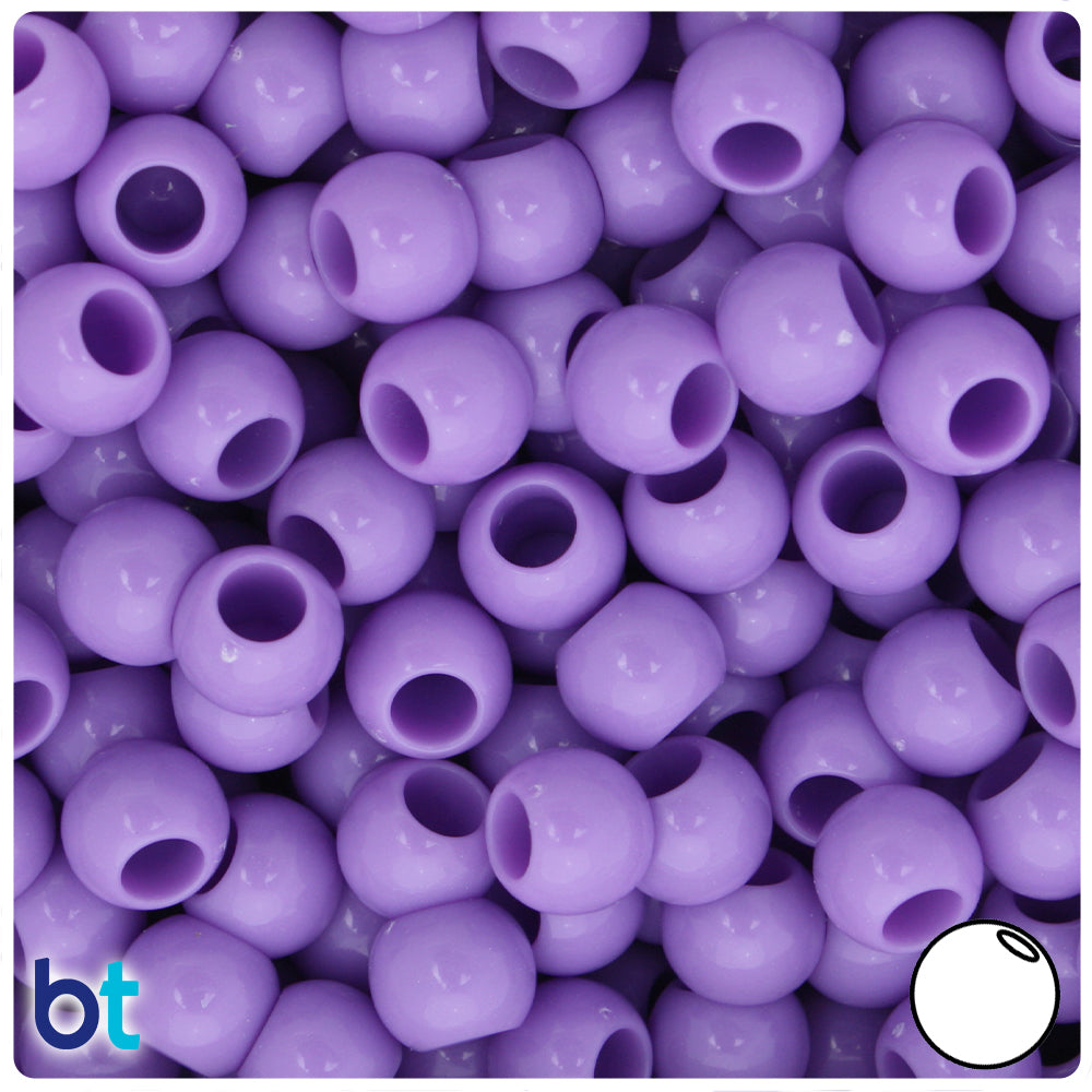 Light Purple Opaque 10mm Round Plastic Pony Beads (125pcs)