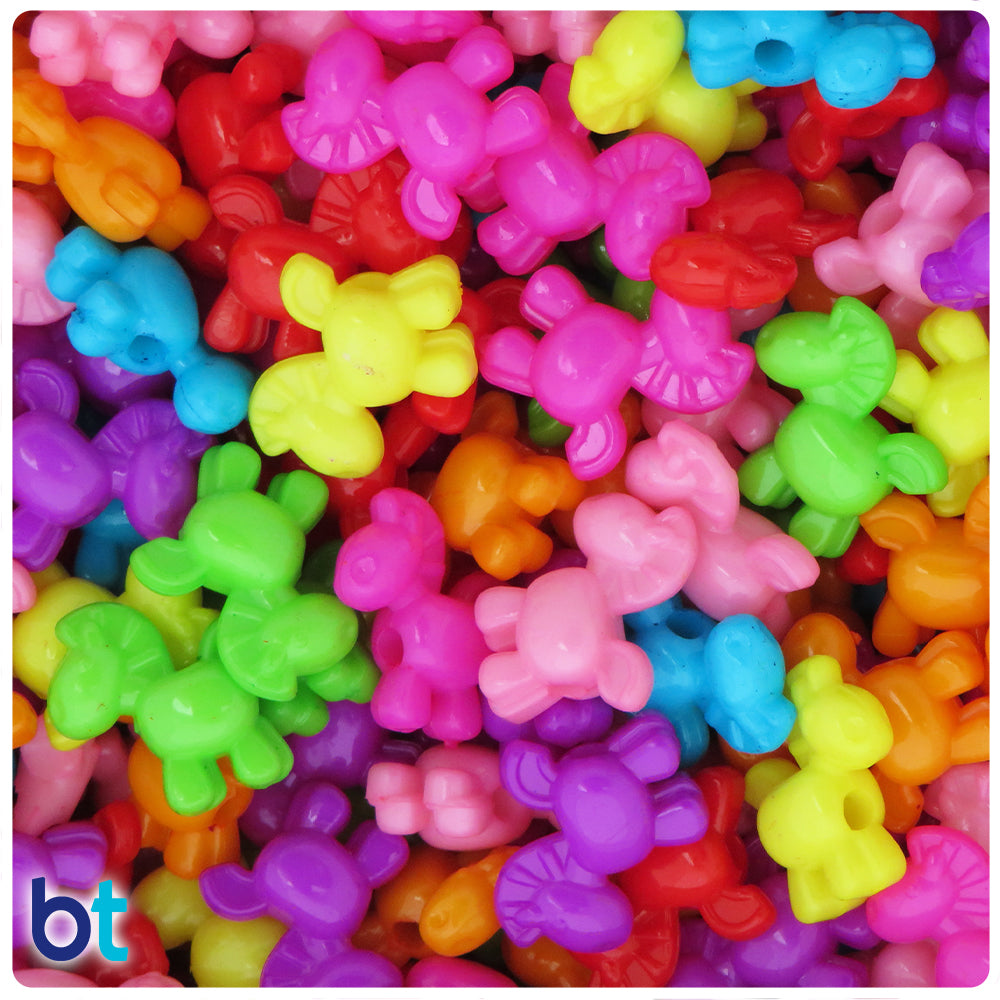 Mixed Opaque 17mm Toy Horse Plastic Beads (100pcs)