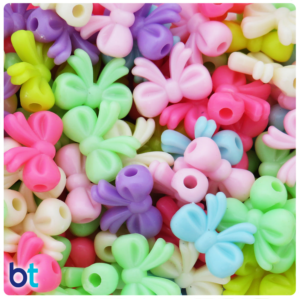 Mixed Opaque 20mm Bowtie Plastic Beads (60pcs)
