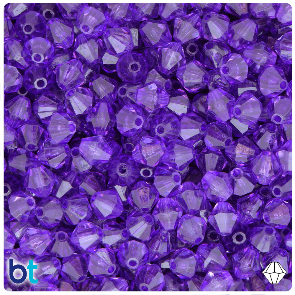 Dark Purple Transparent 8mm Faceted Bicone Plastic Beads (200pcs)