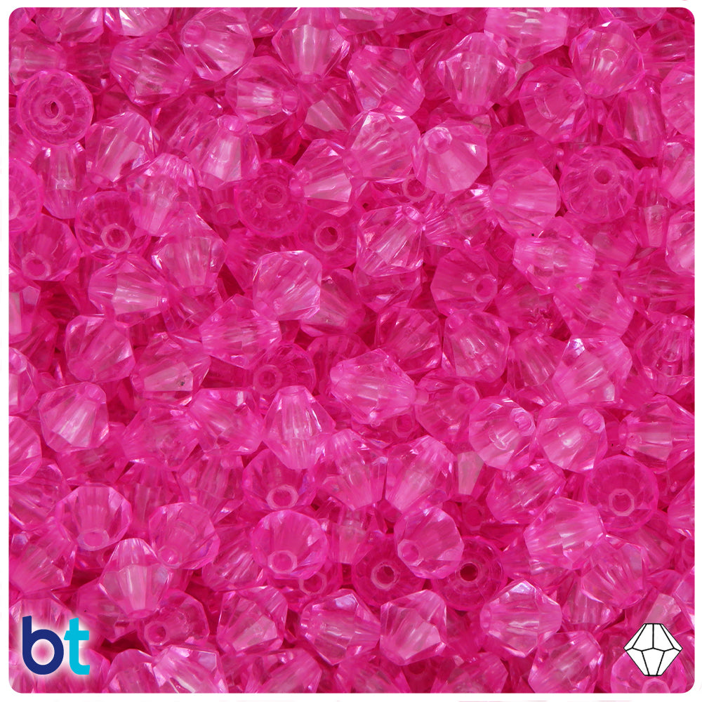 Pink Transparent 8mm Faceted Bicone Plastic Beads (200pcs)