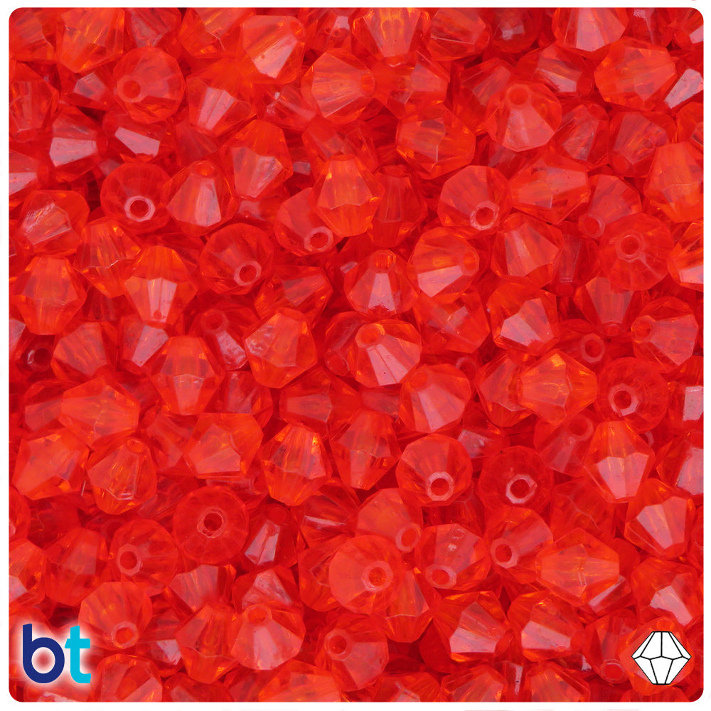 Dark Orange Transparent 8mm Faceted Bicone Plastic Beads (200pcs)