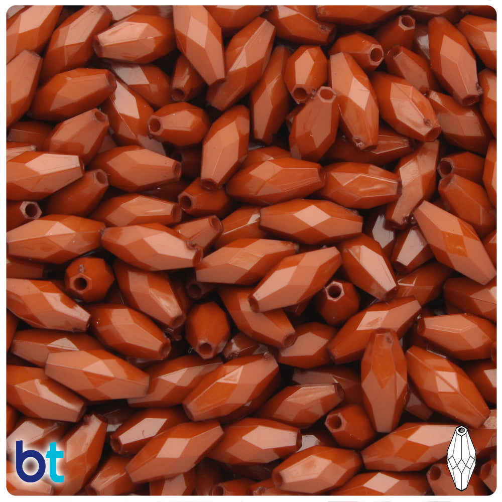 Brown Opaque 15mm Faceted Oval Plastic Beads (200pcs)