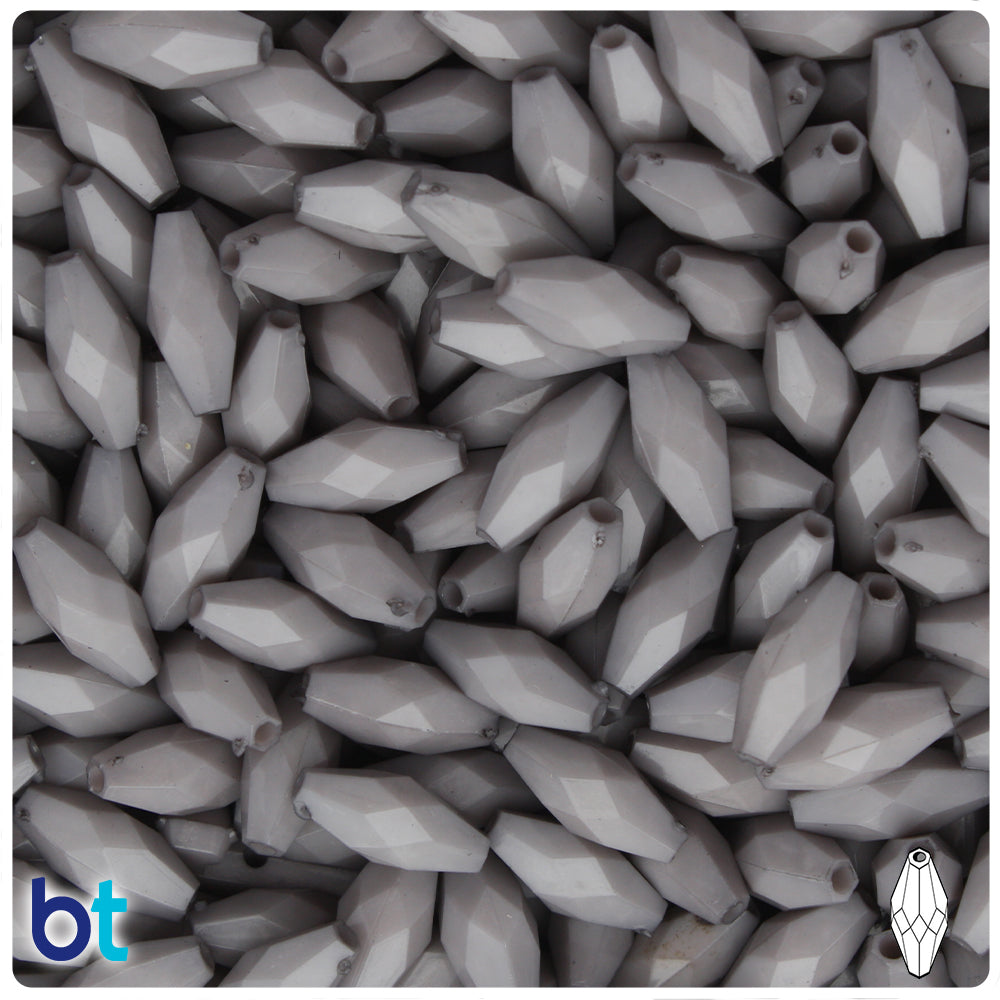 Grey Opaque 15mm Faceted Oval Plastic Beads (200pcs)
