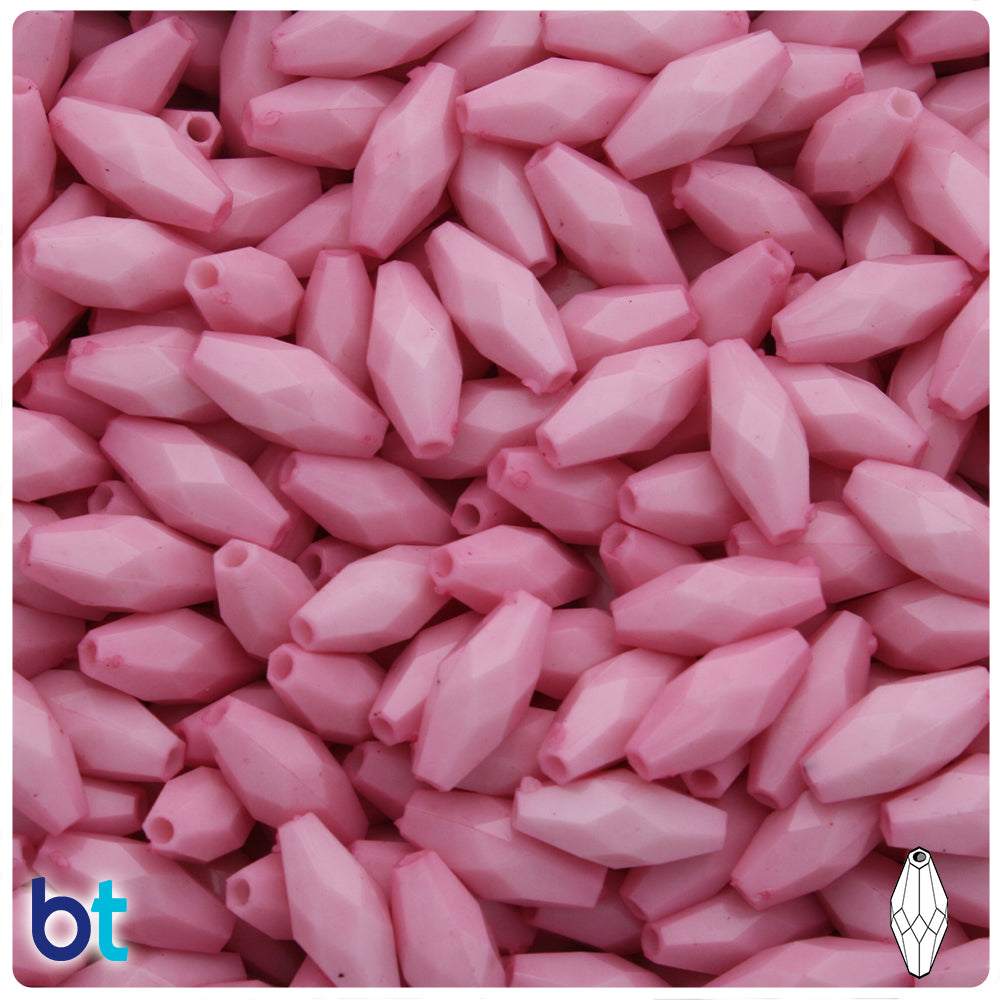 Light Pink Opaque 15mm Faceted Oval Plastic Beads (200pcs)
