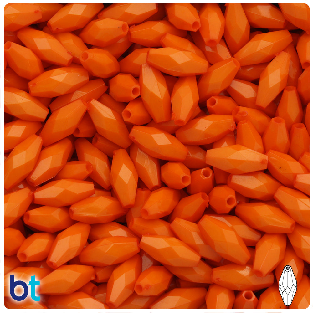 Orange Opaque 15mm Faceted Oval Plastic Beads (200pcs)