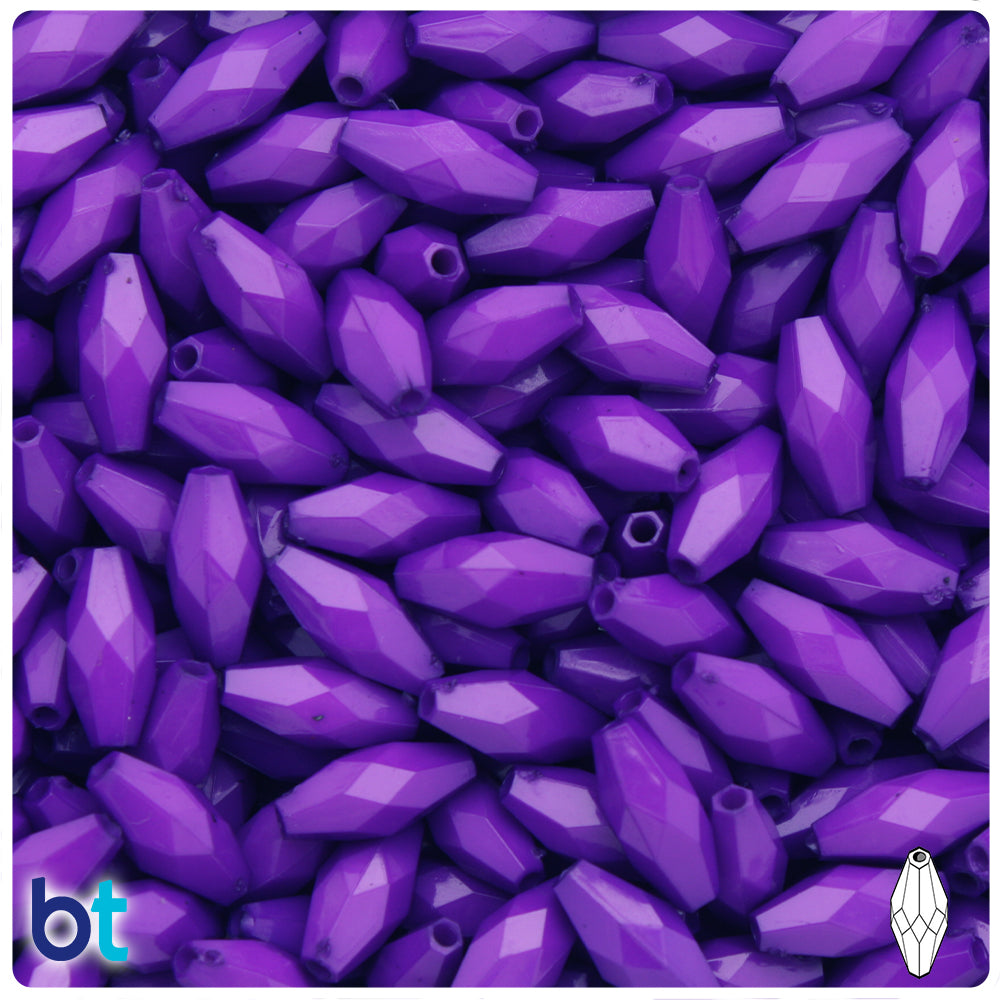 Dark Purple Opaque 15mm Faceted Oval Plastic Beads (200pcs)