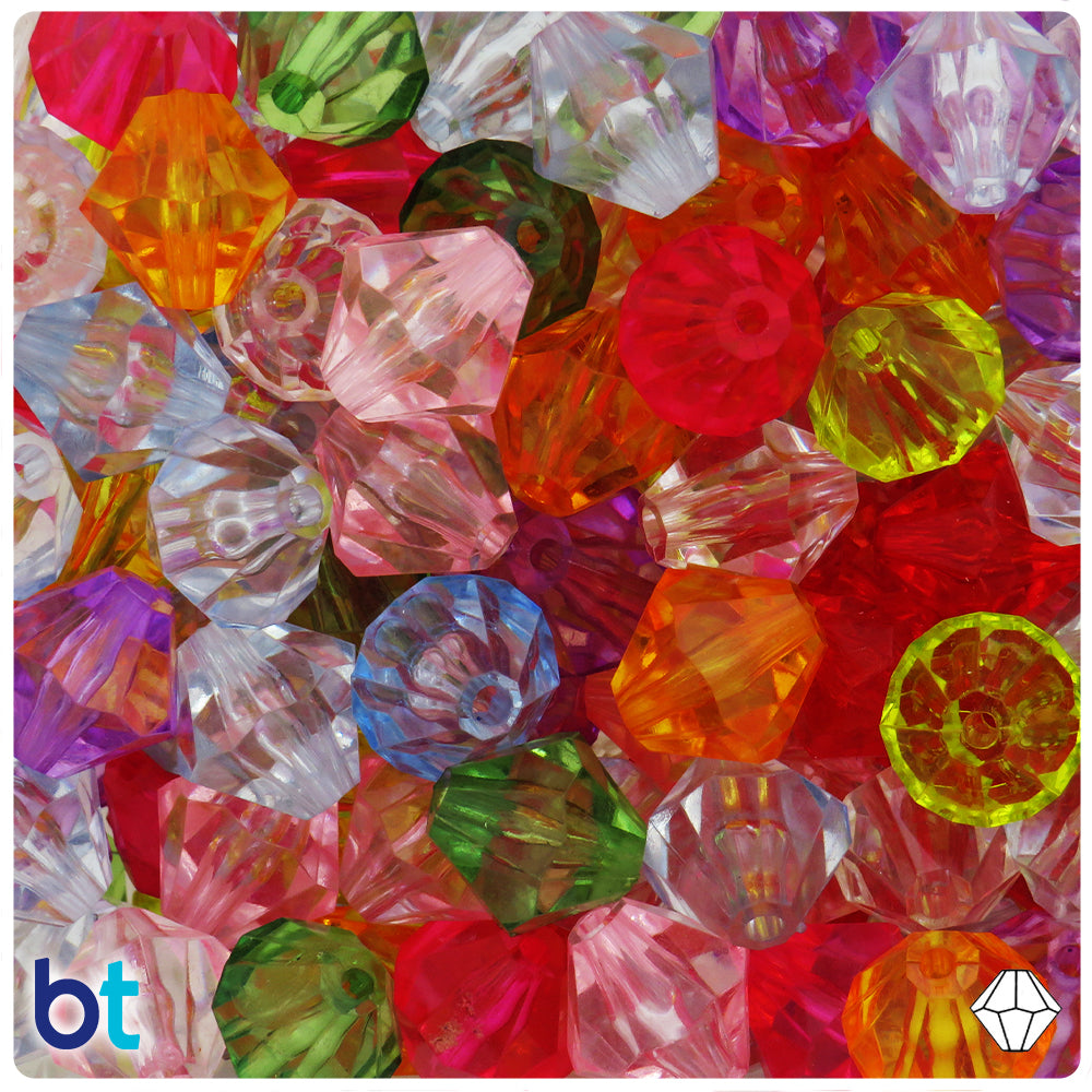 Mixed Transparent 16mm Faceted Bicone Plastic Beads (36pcs)