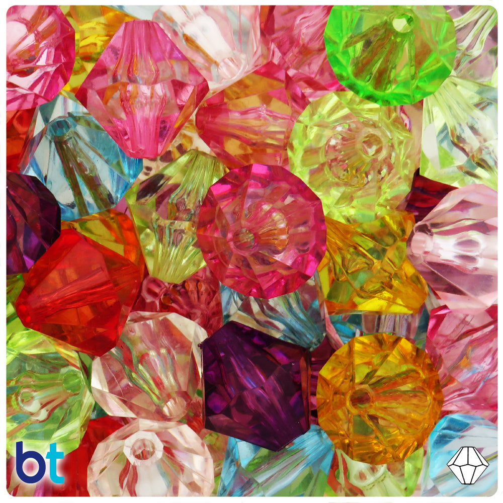 Mixed Transparent 20mm Faceted Bicone Plastic Beads (15pcs)
