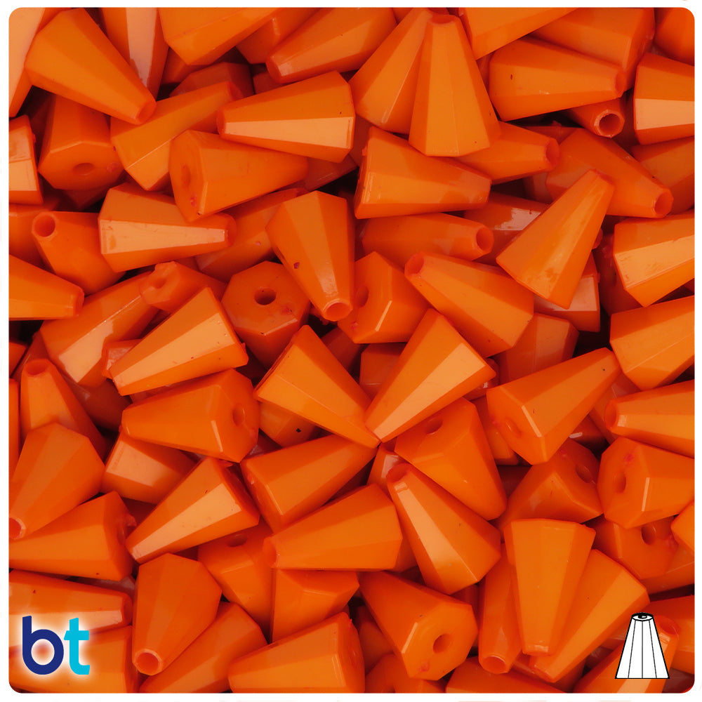 Orange Opaque 13mm Faceted Cone Plastic Beads (120pcs)