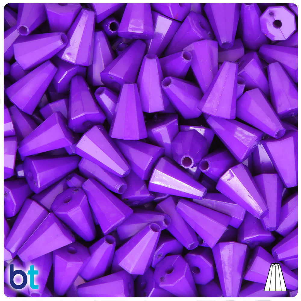 Dark Purple Opaque 13mm Faceted Cone Plastic Beads (120pcs)