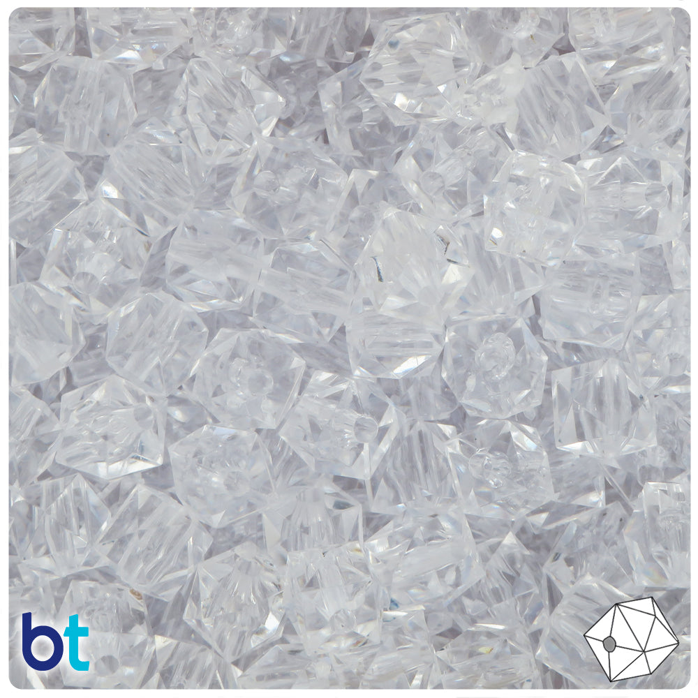 Clear Transparent 10mm Faceted Cube Plastic Beads (100pcs)