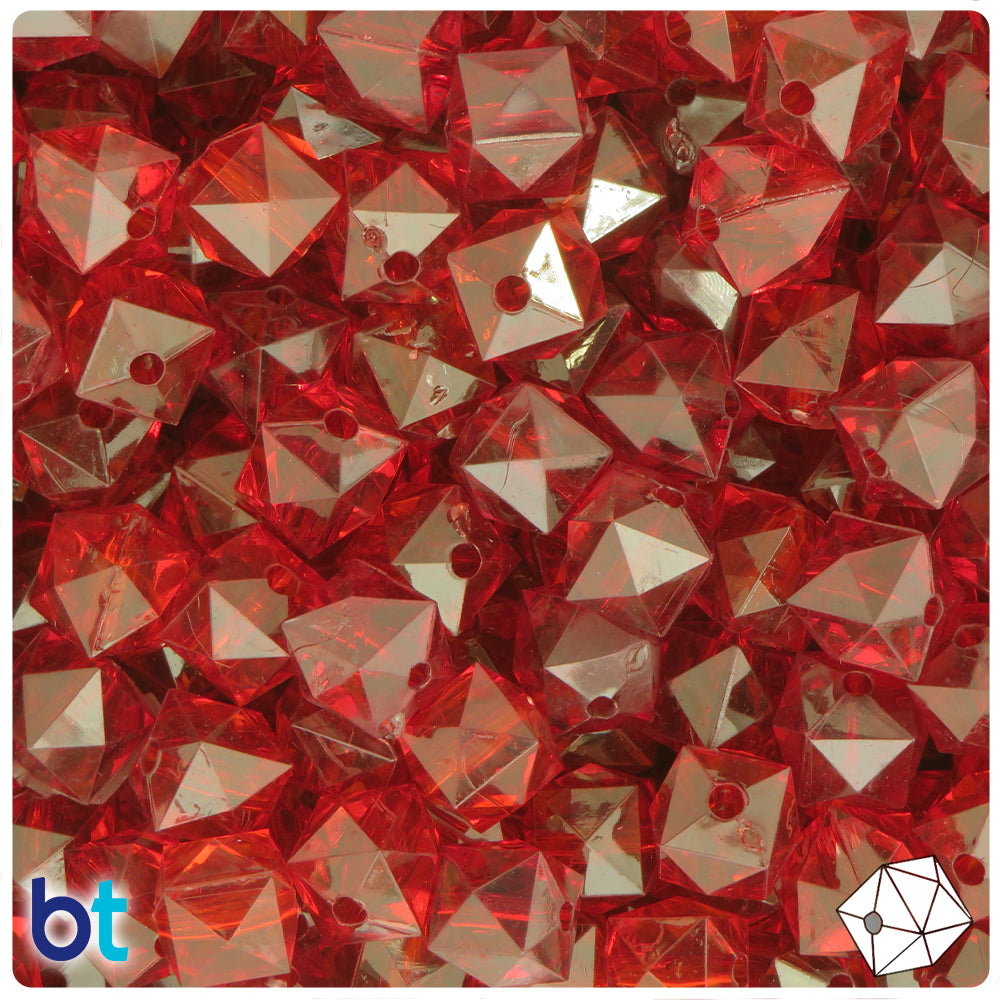 Brown Transparent 10mm Faceted Cube Plastic Beads (100pcs)