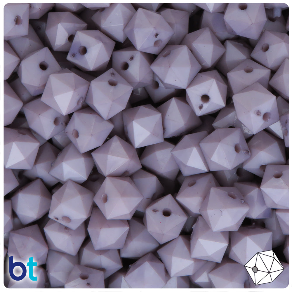 Grey Opaque 10mm Faceted Cube Plastic Beads (125pcs)