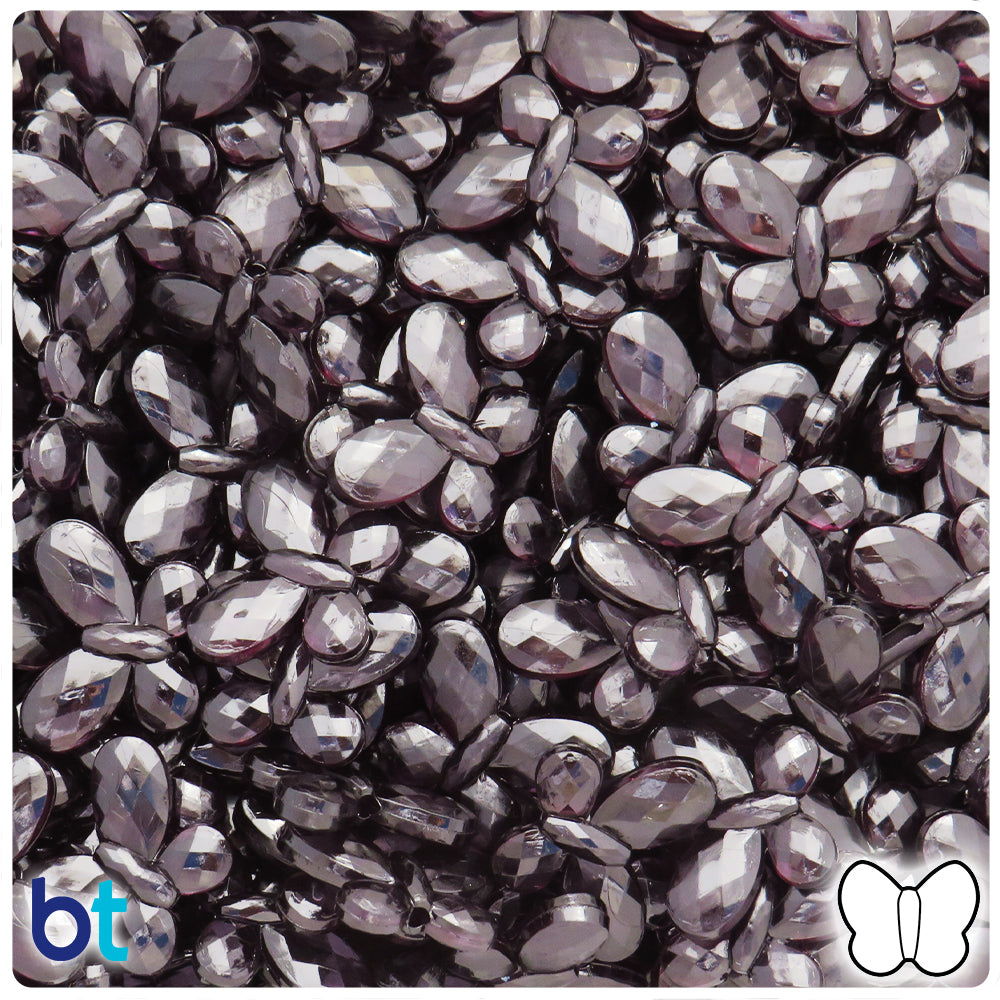 Black Transparent 17mm Faceted Butterfly Plastic Beads (75pcs)