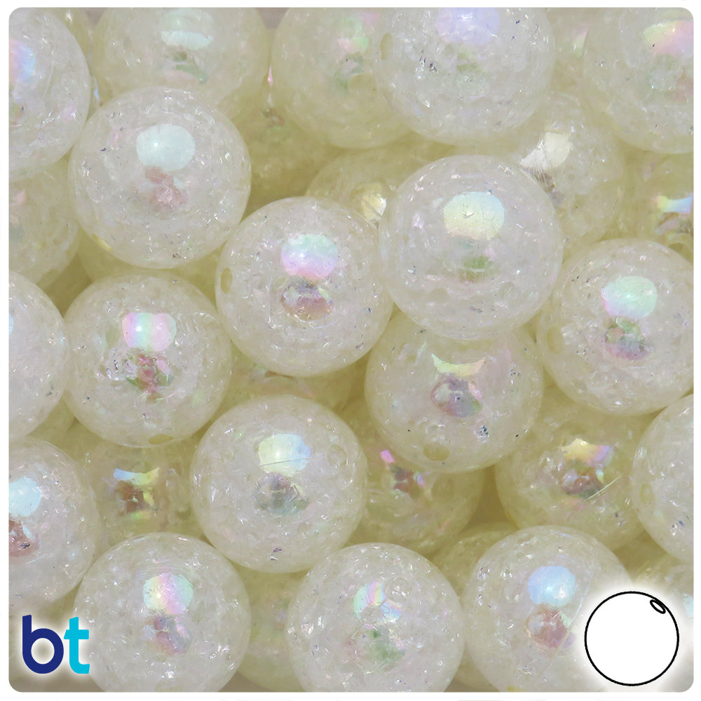 Clear Transparent 20mm Round Plastic Beads - Crackle Effect (10pcs)