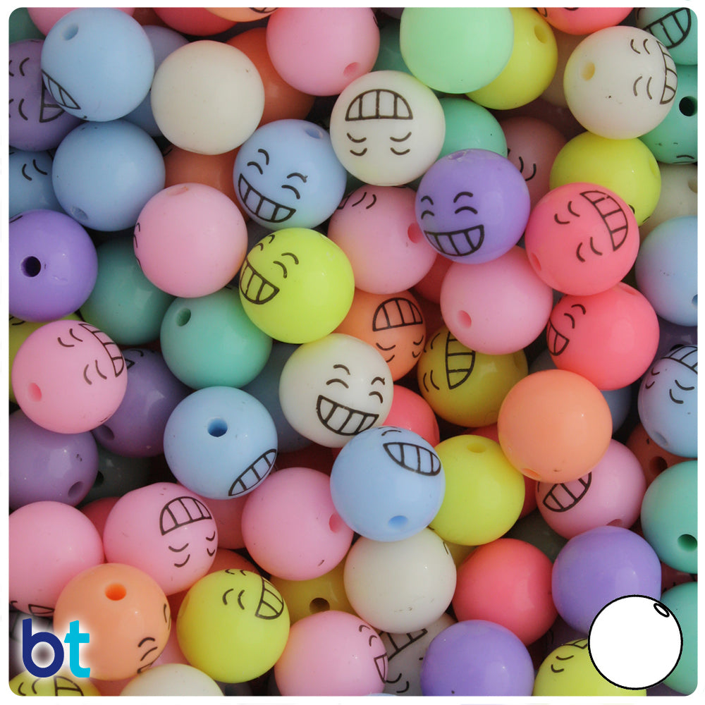 Mixed Opaque 12mm Round Alpha Beads - Black Faces (48pcs)