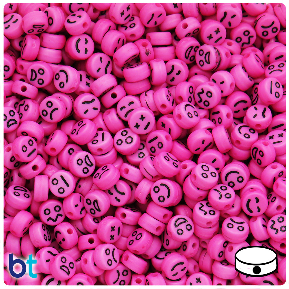 Dark Pink Opaque 7mm Coin Alpha Beads - Black Faces (250pcs)