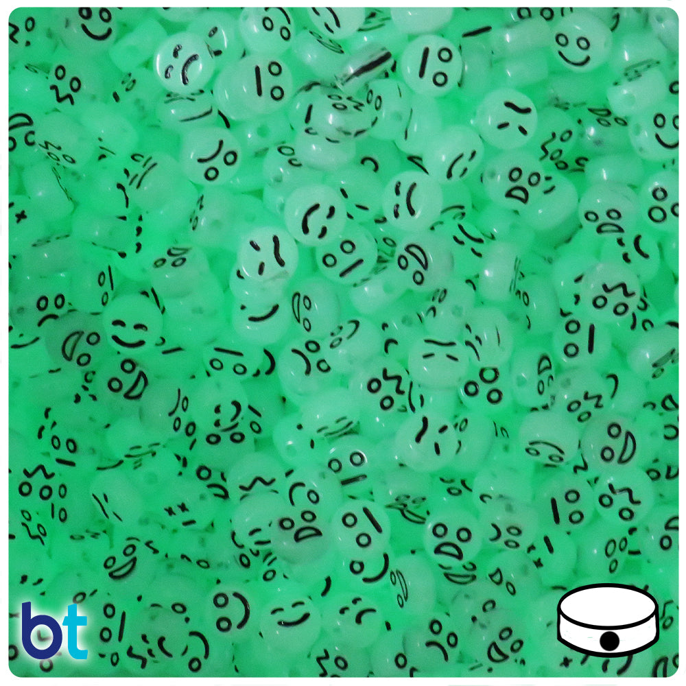 Luminous 7mm Coin Alpha Beads - Black Faces (250pcs)