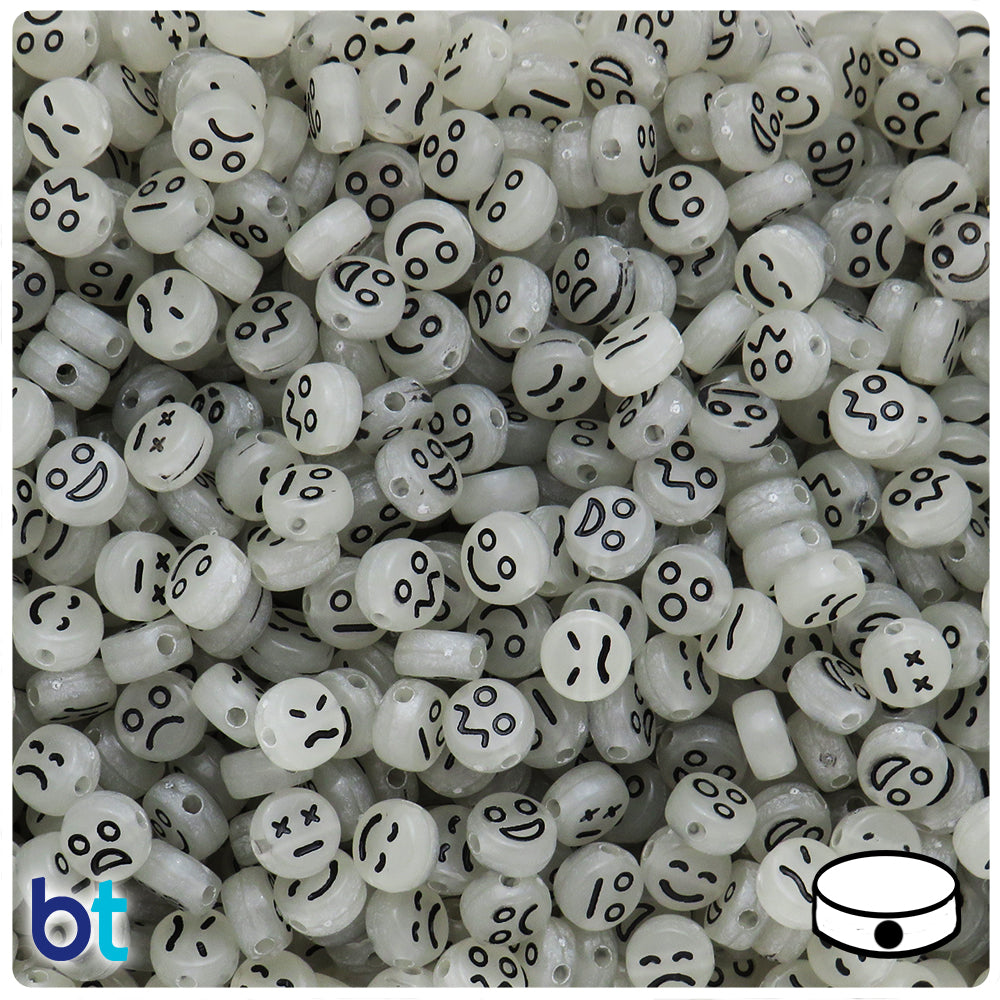 Luminous 7mm Coin Alpha Beads - Black Faces (250pcs)
