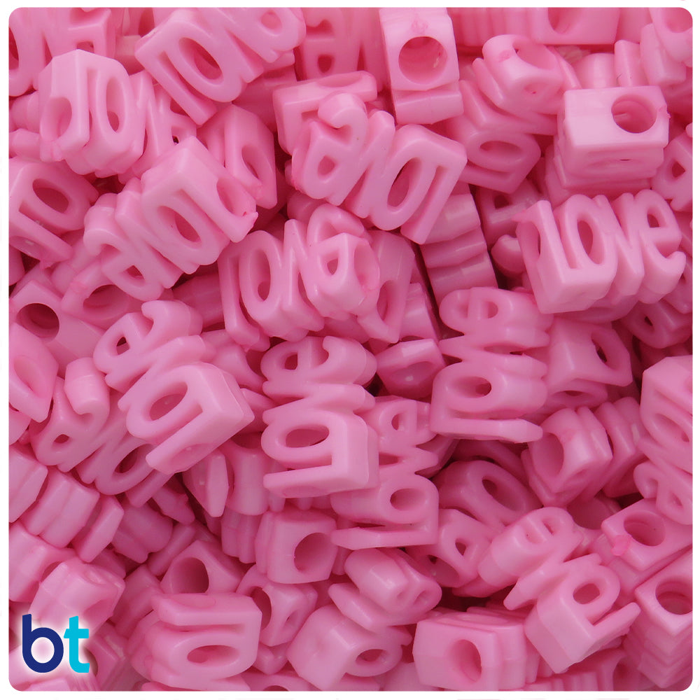 Light Pink Opaque 16mm Love Alpha Beads (40pcs)