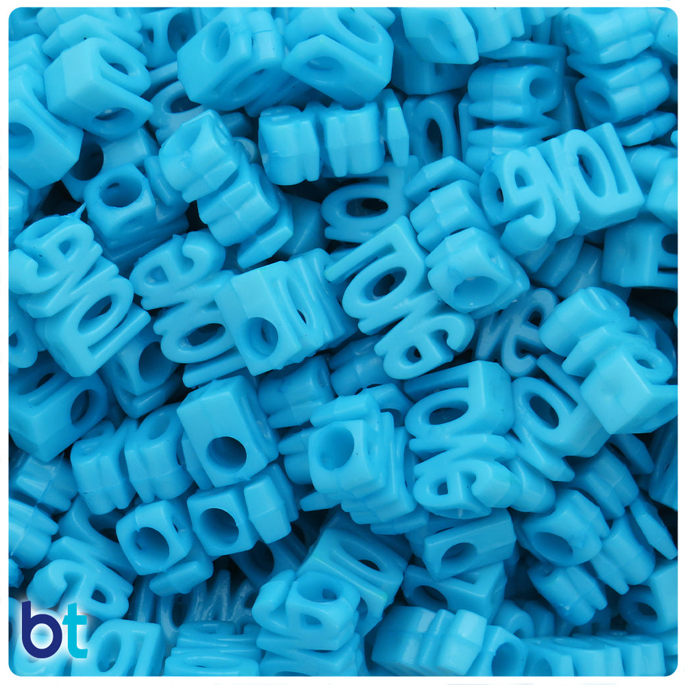 Blue Opaque 16mm Love Alpha Beads (40pcs)