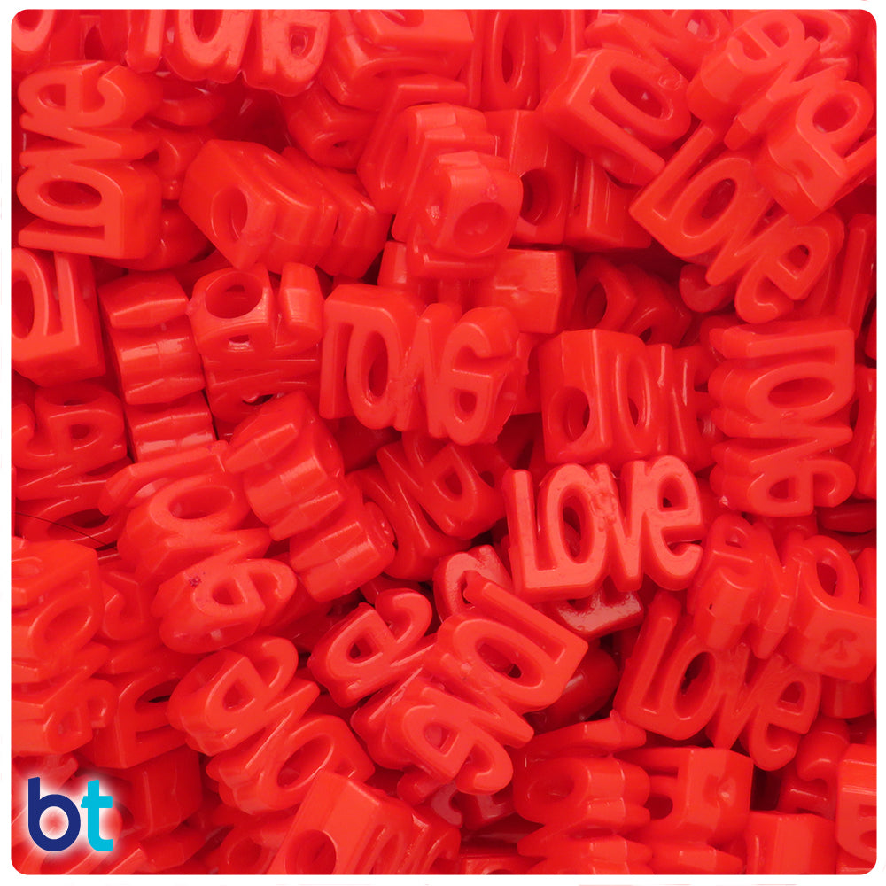 Red Opaque 16mm Love Alpha Beads (40pcs)