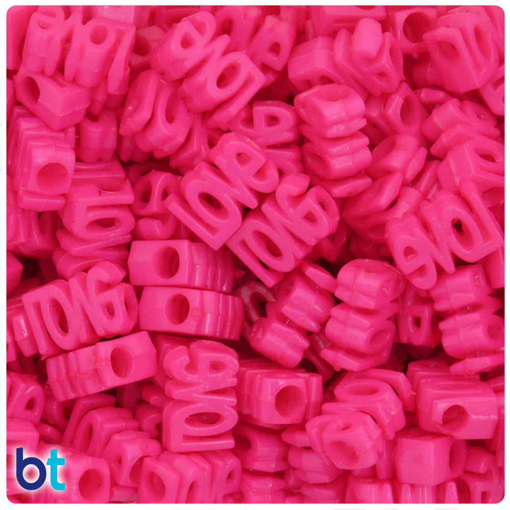 Dark Pink Opaque 16mm Love Alpha Beads (40pcs)