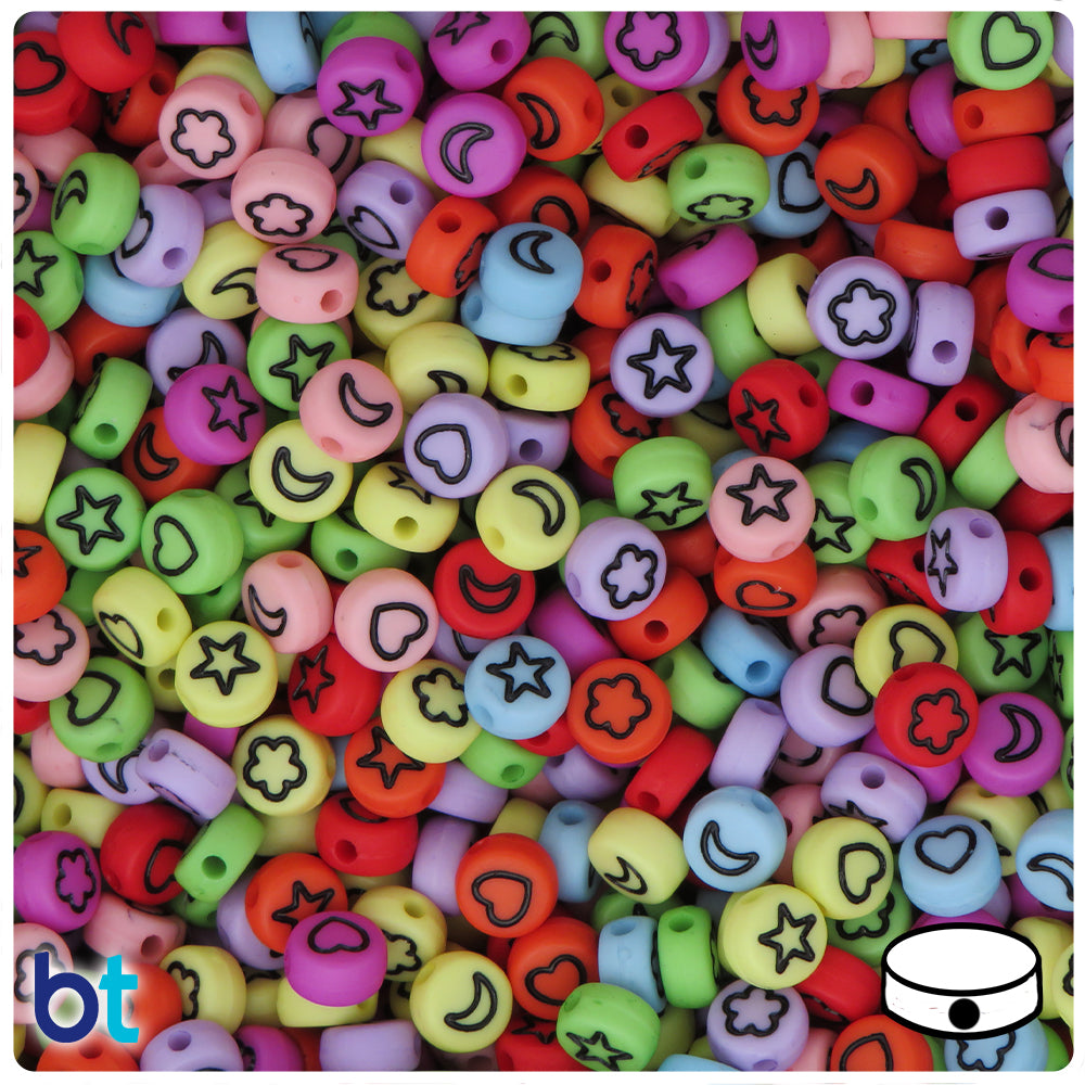 Mixed Opaque 7mm Coin Alpha Beads - Black Celestial (250pcs)