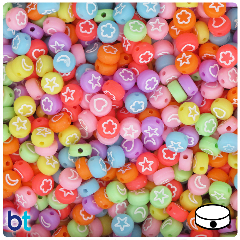 Mixed Opaque 7mm Coin Alpha Beads - White Celestial (250pcs)