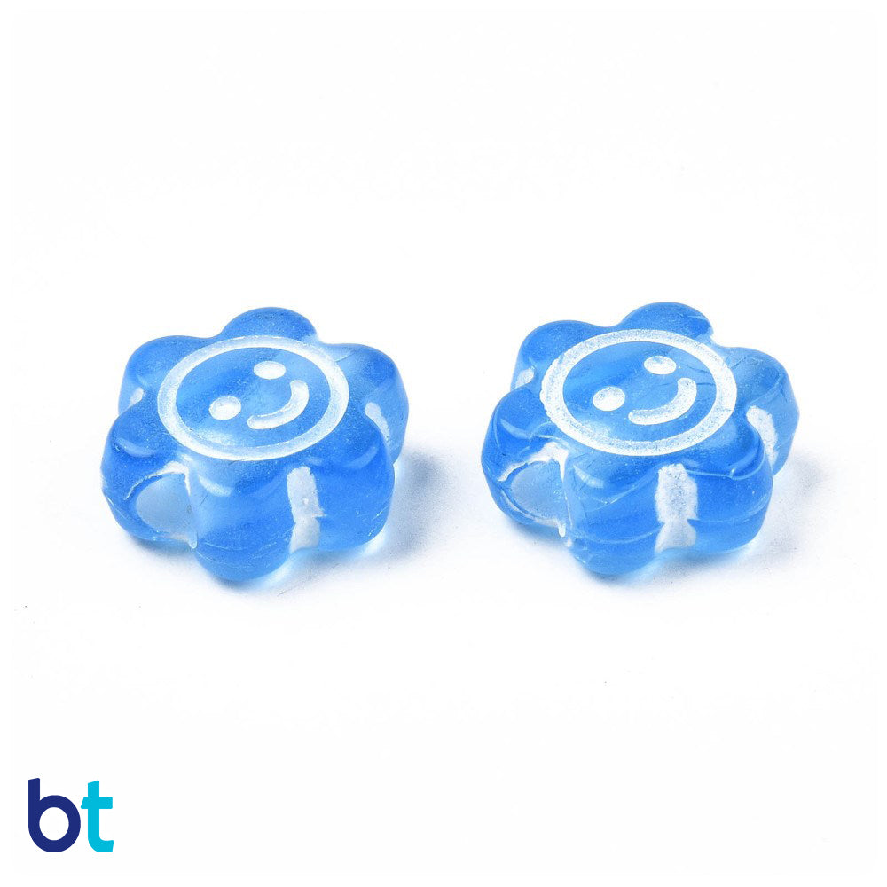 Mixed Transparent 11mm Flower Alpha Beads - White Faces (150pcs)