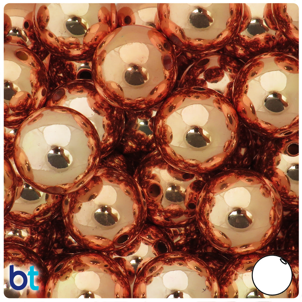 Bronze Metallic 20mm Round Plastic Beads (10pcs)