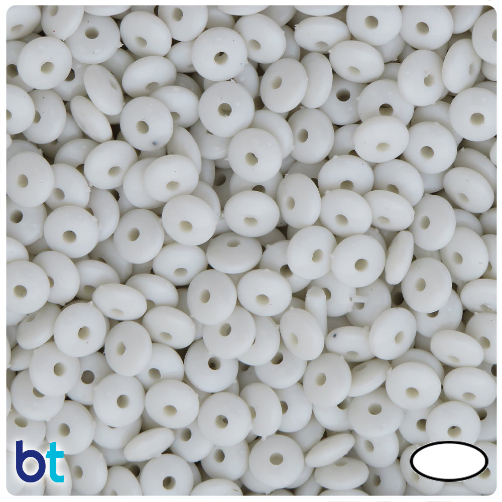 White Opaque 7mm Rondelle Plastic Beads (600pcs)