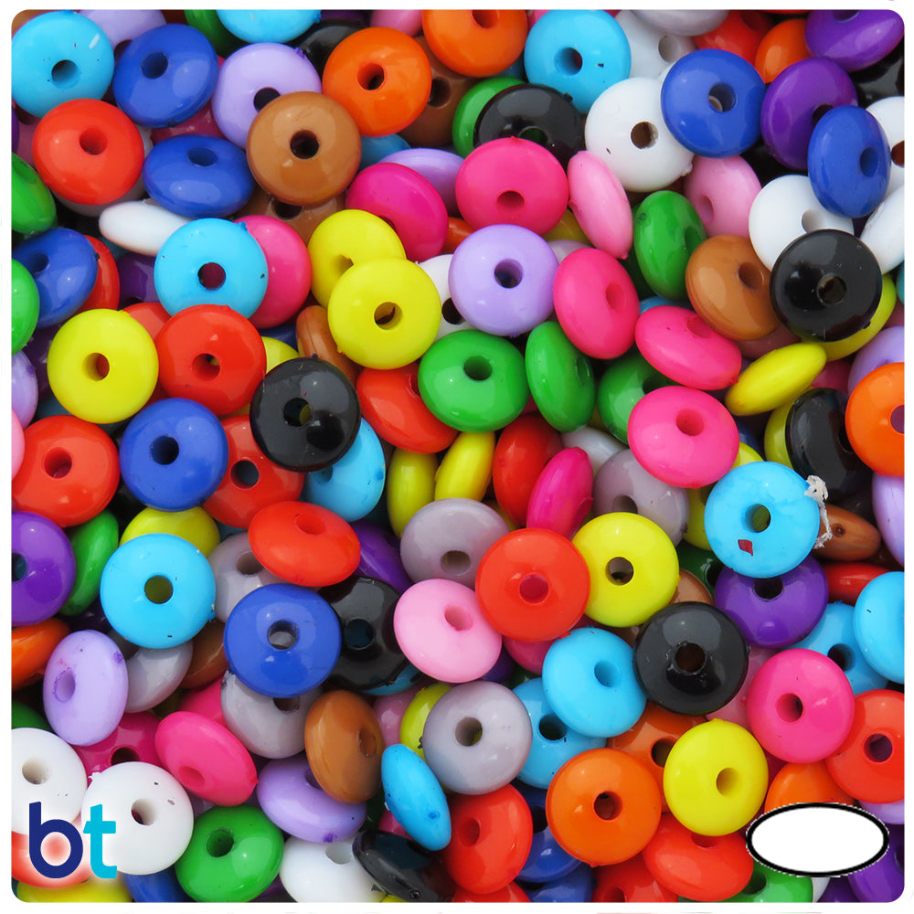 Mixed Opaque 7mm Rondelle Plastic Beads (600pcs)