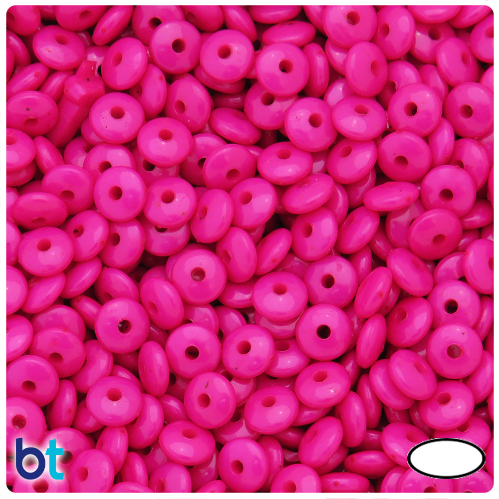 Rose Opaque 7mm Rondelle Plastic Beads (600pcs)