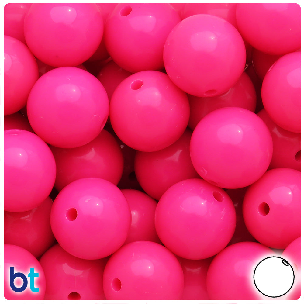 Dark Pink Opaque 20mm Round Plastic Beads (10pcs)