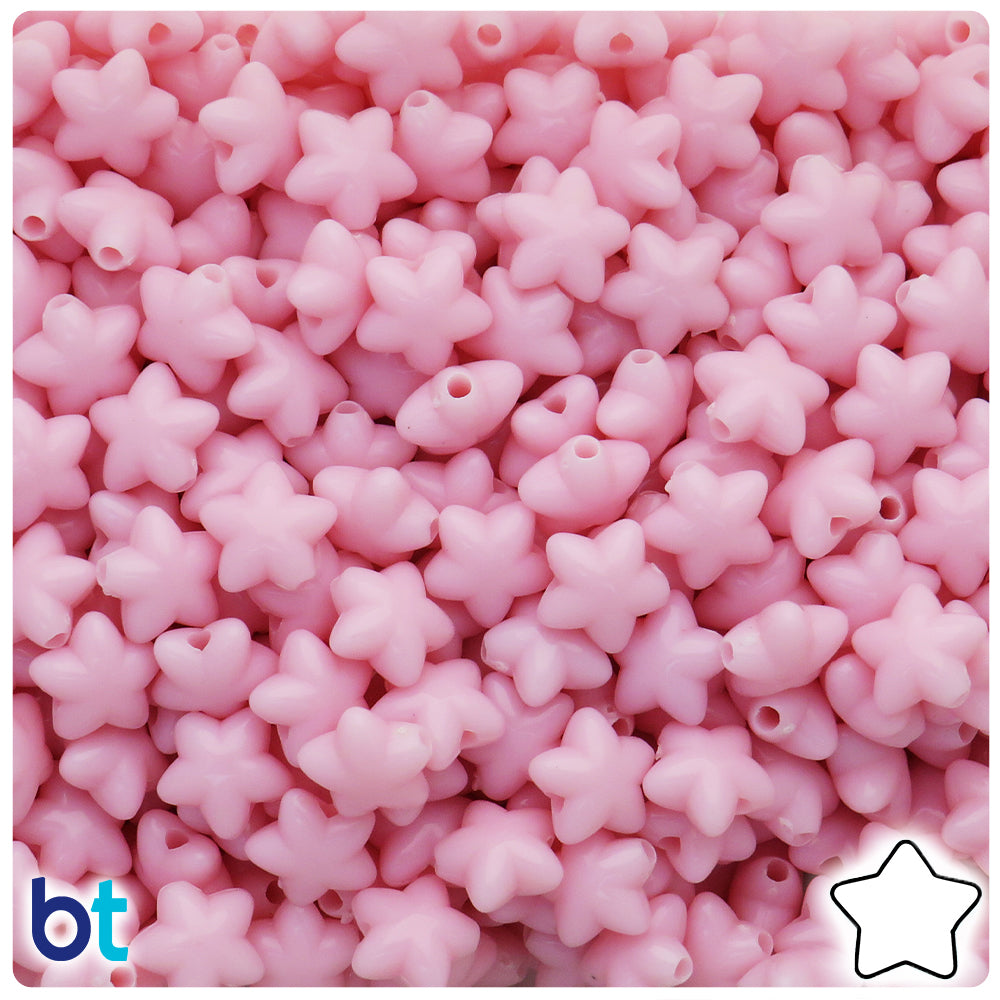 BeadTin Light Pink Opaque 10mm Round Plastic Pony Beads (125pcs