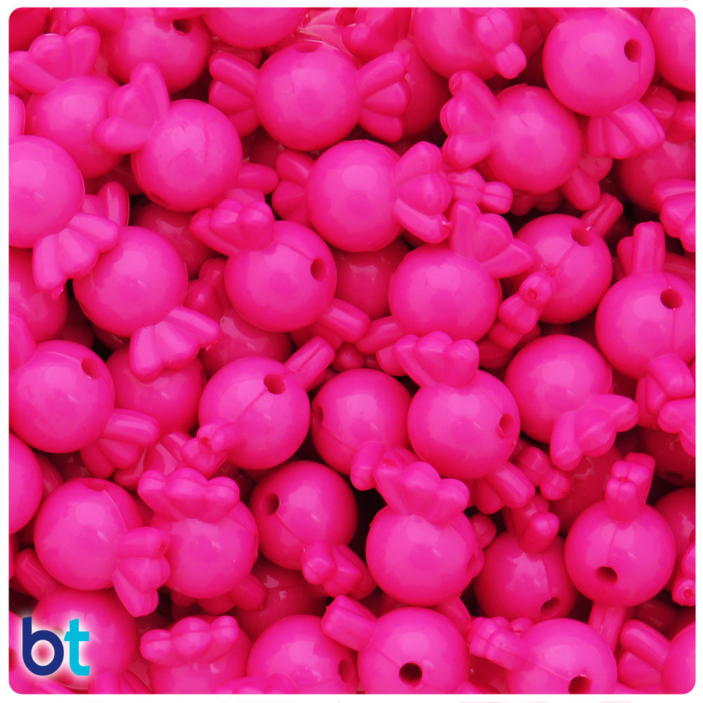 Dark Pink Opaque 21mm Candy Plastic Beads (30pcs)