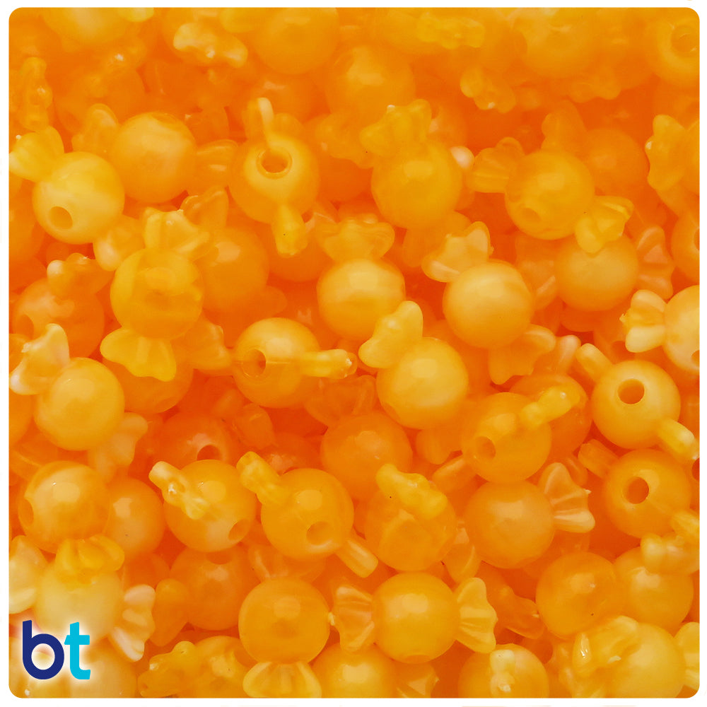 Orange Marbled 18mm Candy Plastic Beads (50pcs)