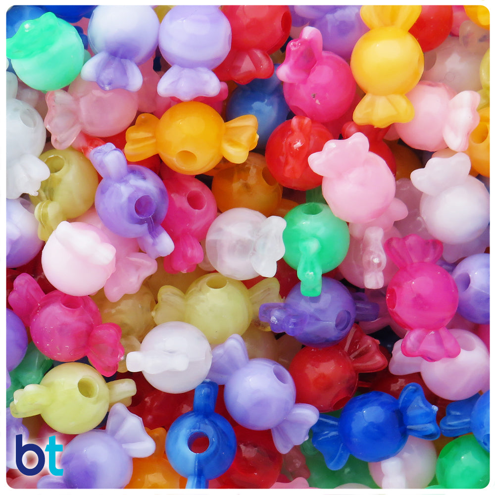 Mixed Marbled 18mm Candy Plastic Beads (50pcs)